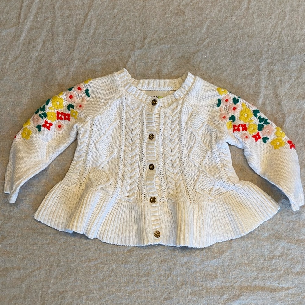 Genuine Kids from OshKosh Floral Embroidered Cableknit Cardigan